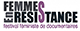 Logo noir, violet et blanc "femmes en resistance"