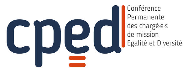 Logo su CPED (conférence permanente des chargées de mission égalité et Diversité) en noir avec un signe egal en rouge sous le