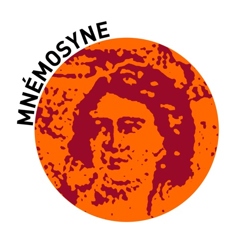 logo mnémosyne, visage dans un rond orange